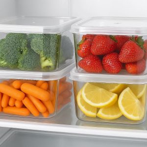 Clear Stackable Refrigerator Food Storage Containers with Lids