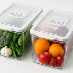 4 Refrigerator Produce Saver Bins with Humidity Control Vents
