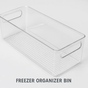 7 Rectangular Fridge Bin Organizer with Handles for Freezer